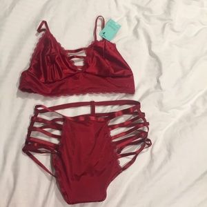 Fredericks of Hollywood size l large red lingerie